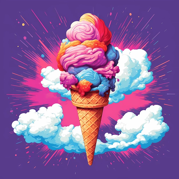 Ilustración colorida de helado