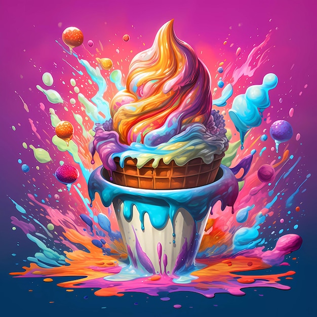 Ilustración colorida de helado