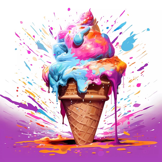 Ilustración colorida de helado