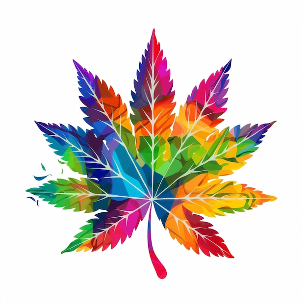 Ilustración colorida de las hojas de marihuana