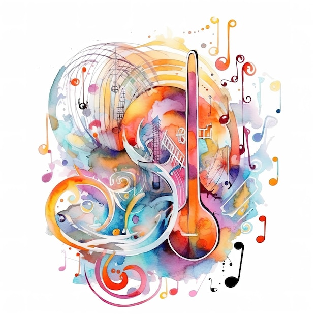 Ilustración colorida de instrumentos musicales