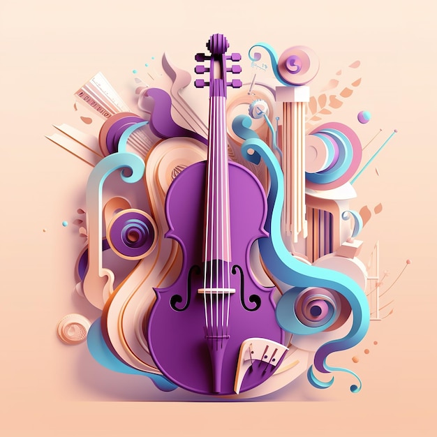 Ilustración colorida de instrumentos musicales