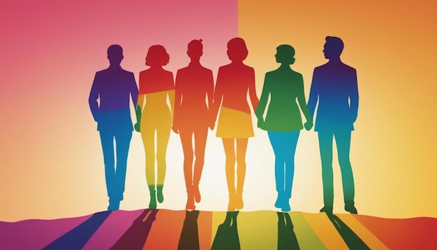 Ilustración colorida de LGBTQ que representa la igualdad de género