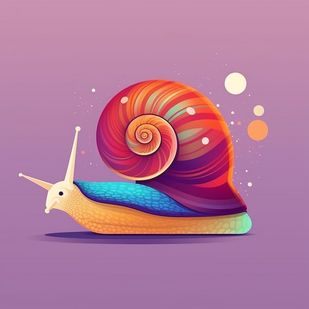 Foto ilustración colorida de un lindo caracol