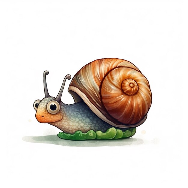 Foto ilustración colorida de un lindo caracol