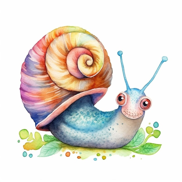 Foto ilustración colorida de un lindo caracol