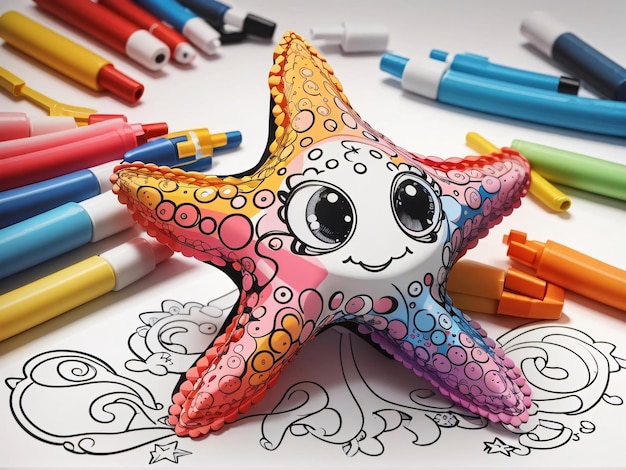 Ilustración colorida de los niños de la estrella de mar