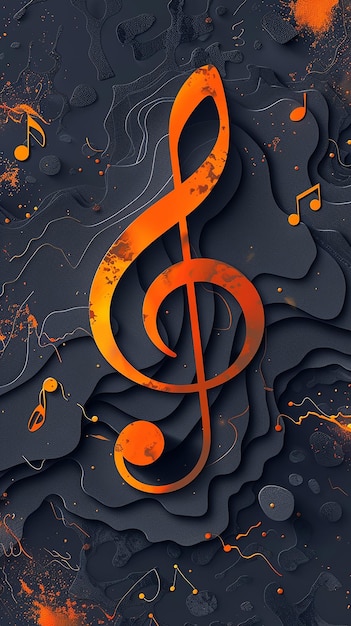 una ilustración colorida de una nota musical con las palabras "music quot" en la parte inferior