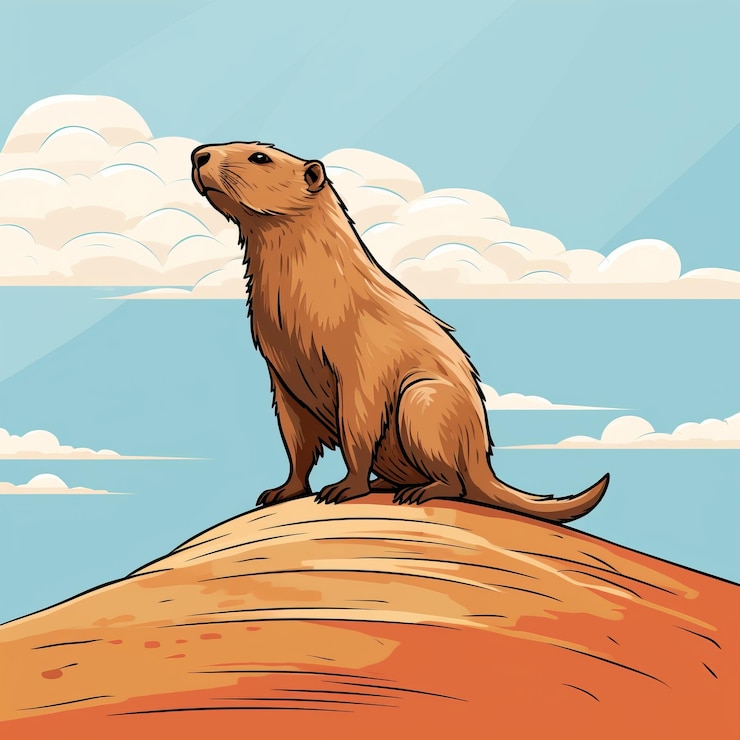 Foto ilustración colorida del perro de las praderas en el estilo tradicional del arte oceánico