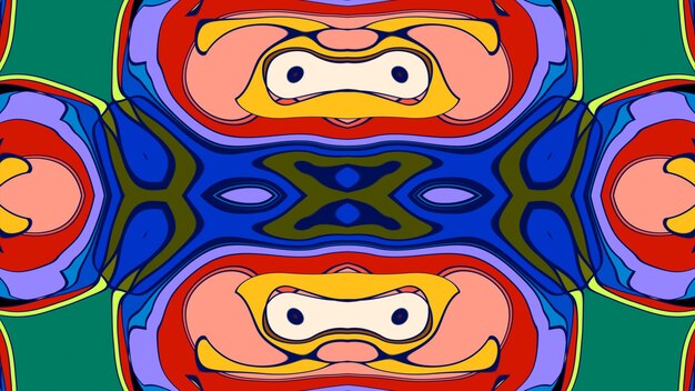 una ilustración colorida de un pez con un pez en el centro