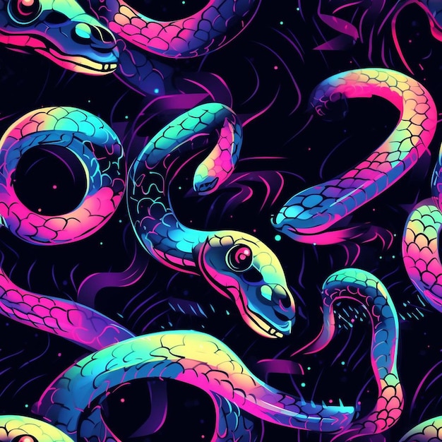 Una ilustración colorida de una serpiente con las palabras serpiente en ella.