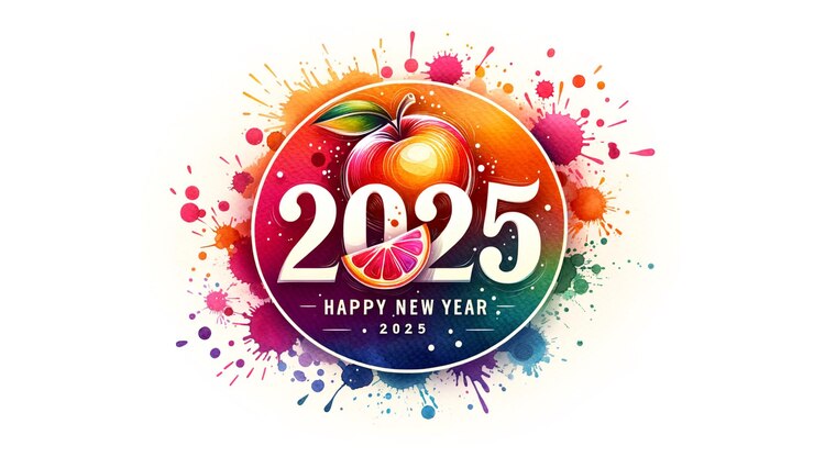 una ilustración colorida de una tarjeta de felicitación de feliz año nuevo 2025