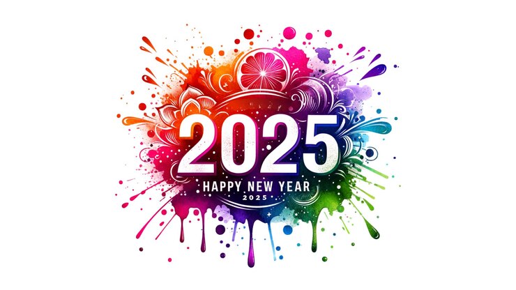 una ilustración colorida de una tarjeta de felicitación de feliz año nuevo 2025