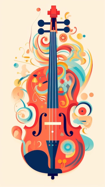 Ilustración colorida de un violín