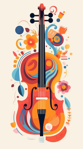 Foto ilustración colorida de un violín