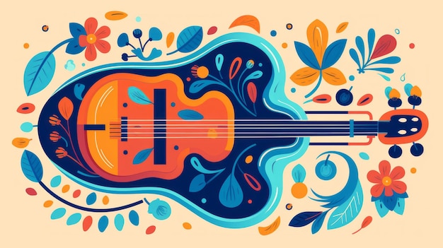 Ilustración colorida de un violín