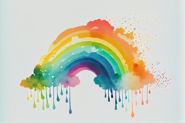 Ilustración de colorido arco iris vibrante en estilo acuarela dibujar AI