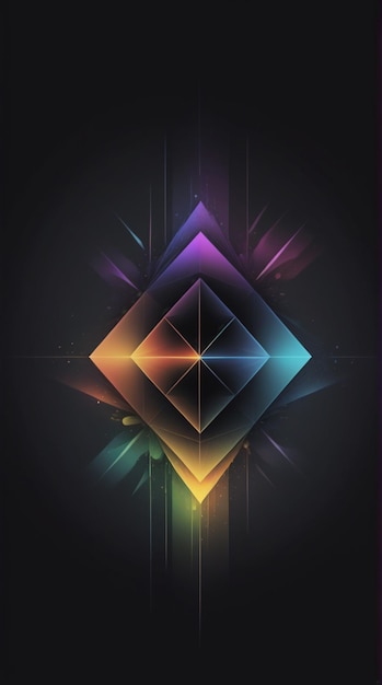 una ilustración de un colorido diseño geométrico abstracto con un fondo negro