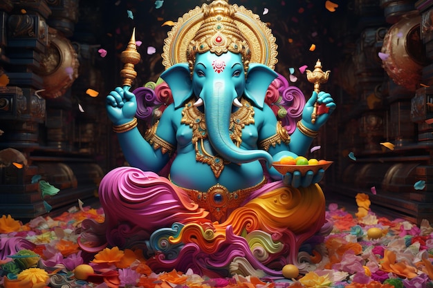 Ilustración de colorido ganesh ji 3d colorido fondo papel tapiz