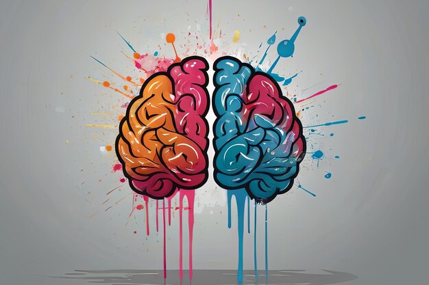 Foto ilustración de coloridos salpicaduras de cerebro tormenta de cerebro y concepto inspirador perfecto para creativos