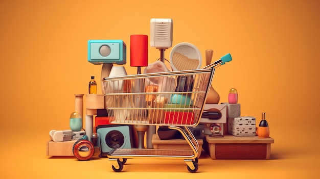 Ilustración de comercio electrónico carrito de consumo compras virtuales