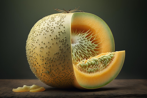 Ilustración de comida de fruta verde de melón dulce arte generado por ai