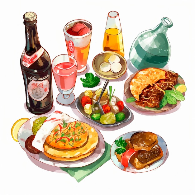 Ilustración de comida retro