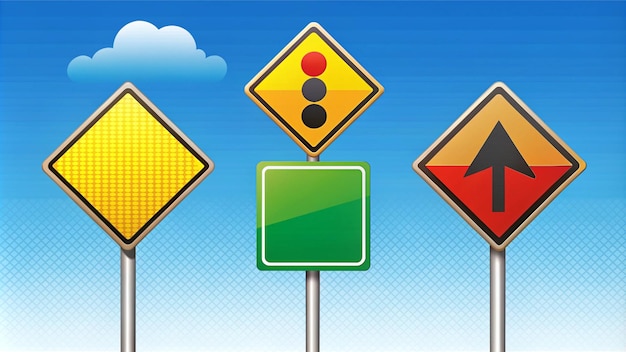 Ilustración completa de las señales de tráfico para la educación en seguridad vial