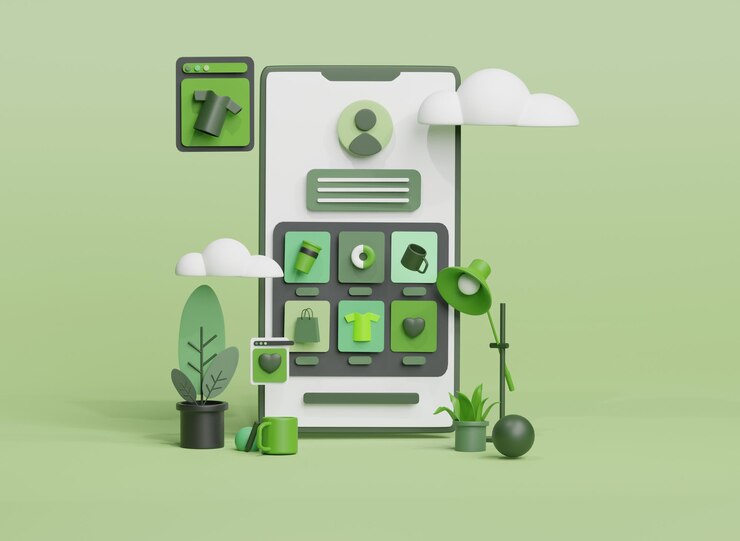 Foto ilustración de compras móviles 3d