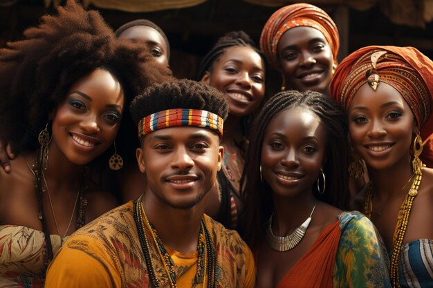 Foto ilustración de la comunidad negra africana creada con ia generativa