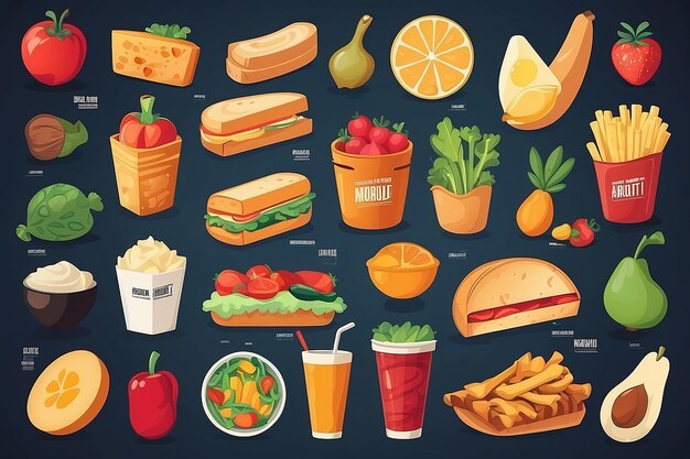 Ilustración del concepto de alimentos deconstruidos