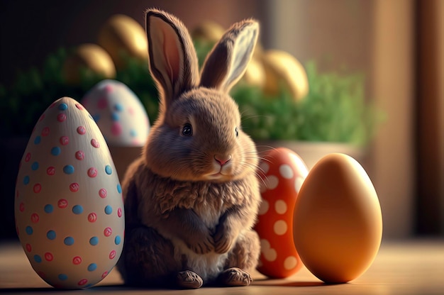 Ilustración de concepto de conejo de Pascua huevos de Pascua