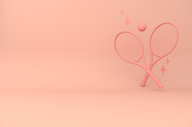 Ilustración de concepto deportivo y tenis rosa de fondo de renderizado 3D