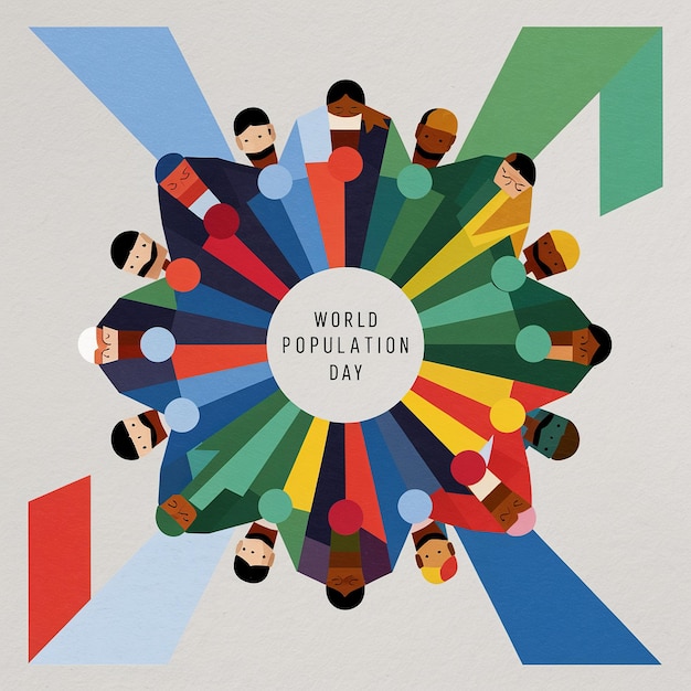 Ilustración del concepto del Día Mundial de la Población 11 de julio Explosión de la población mundial