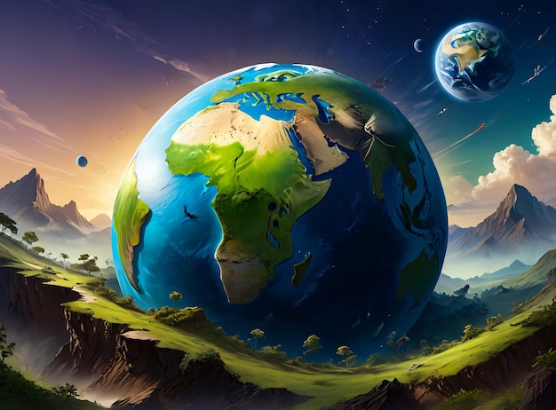 Ilustración del concepto del día de la tierra del planeta verde tierra