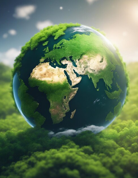 Ilustración del concepto del Día de la Tierra del planeta verde