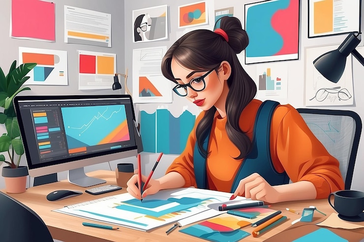 Foto ilustración del concepto del diseñador gráfico