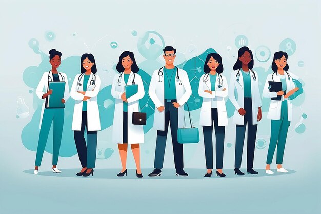 Ilustración del concepto de equipo de profesionales de la salud