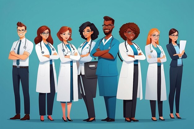 Ilustración del concepto de equipo de profesionales de la salud