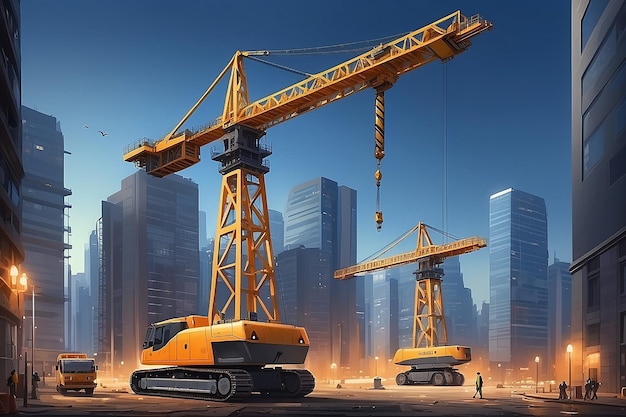 Ilustración del concepto de la grúa de construcción