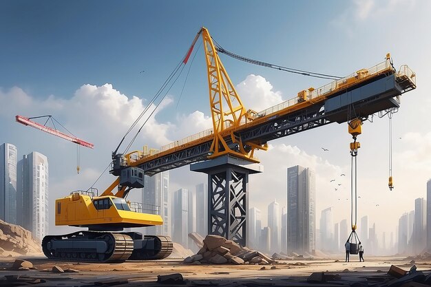 Ilustración del concepto de la grúa de construcción