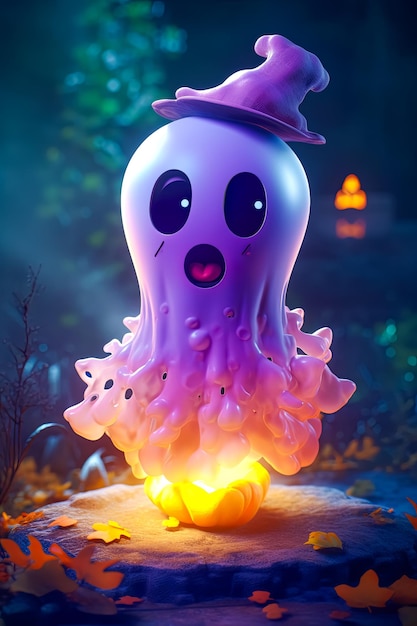 Ilustración del concepto de Halloween del fantasma asustado de las hadas