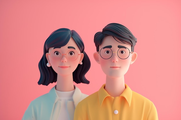 Ilustración del concepto de pareja 3D