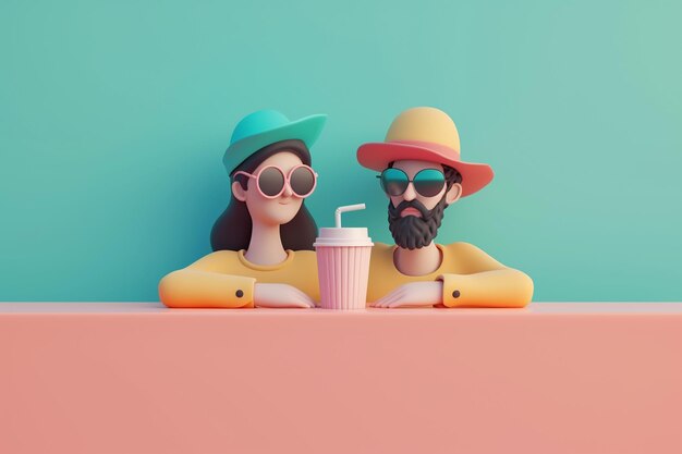 Ilustración del concepto de pareja 3D