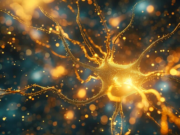 Foto ilustración del concepto de red neuronal brillante