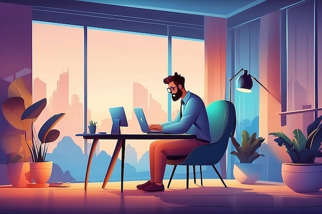 Ilustración del concepto de teletrabajo