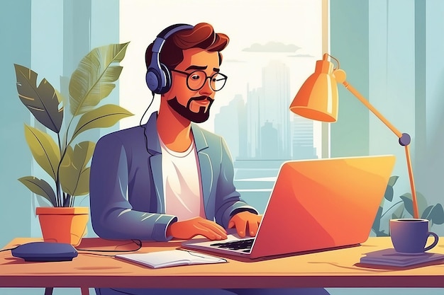 Ilustración del concepto de teletrabajo