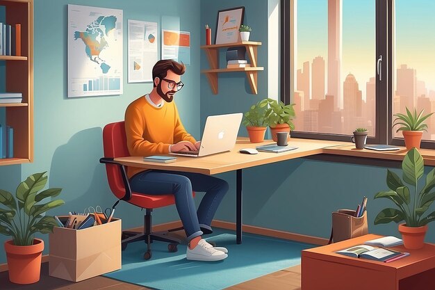 Ilustración del concepto de teletrabajo