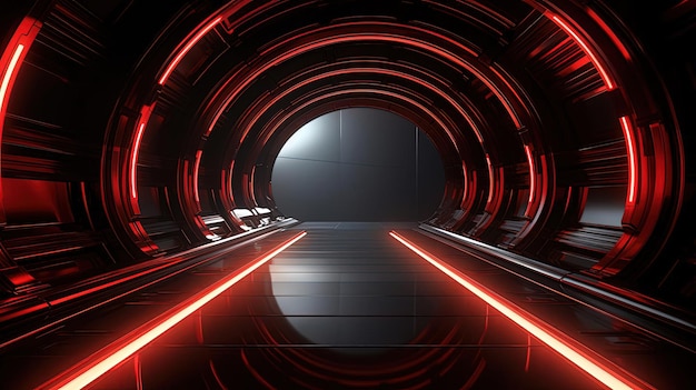 Ilustración del concepto de túnel futurista de ciencia ficción al estilo de lo escaso y simple