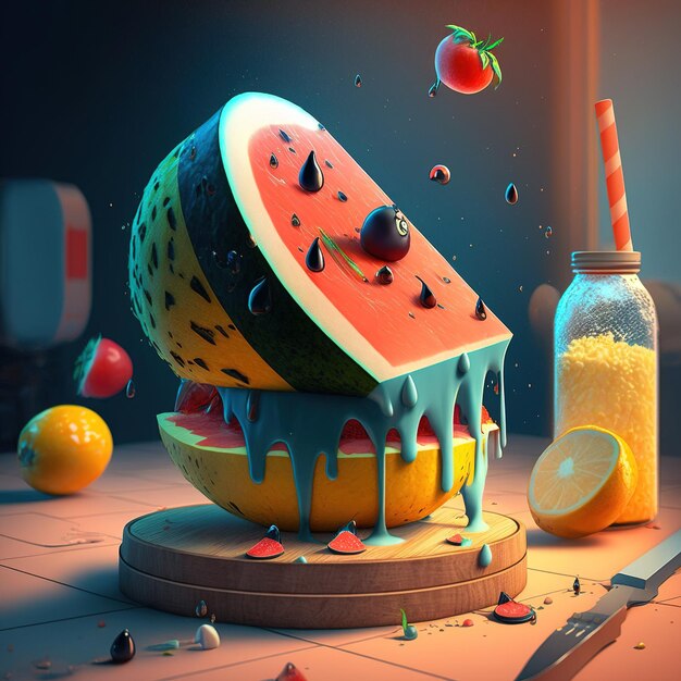 ilustración conceptual de comida de color pastel